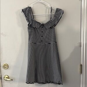 Topshop Black and White Sleeveless Off-Shoulder Sundress